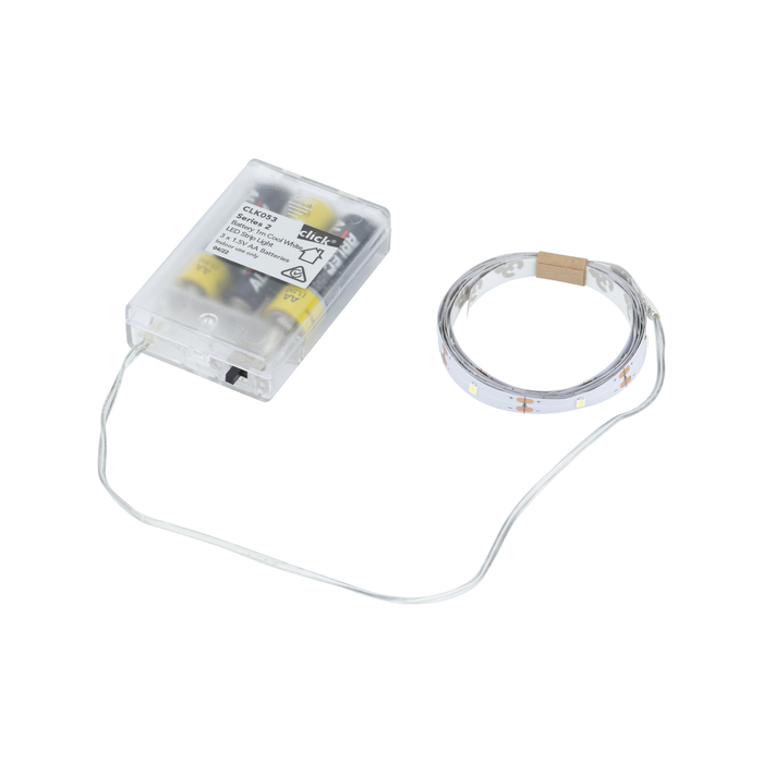 Click 1m White LED Battery Operated Strip Light