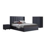 Fabric Gas Lift Queen Bedroom Suite MDF Construction in Black 4 Piece Set