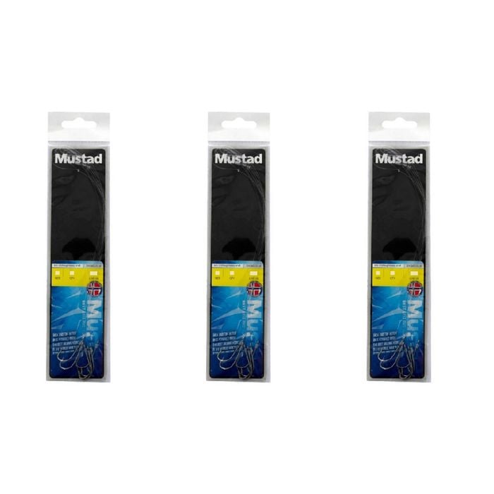 3x 6PK Mustad Hand Tied Snelled Rigs with 34007 Stainless Steel Hooks Size 2