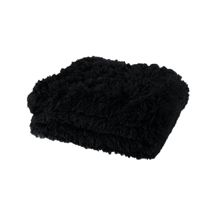 Bloomington Lucia Nutural Collection Shaggy Throw Rug 127 x 152cm Black