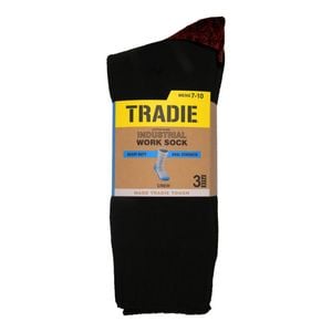 Tradie Men's Black Heavy Duty Work Crew Socks 3 Pack Size 7-10
