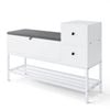 Advwin Shoe Rack Bench w/ Flip Top Cabinet & Drawers Shoe Organiser with Cushion & Side Hook White