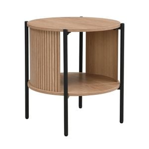 Mia Side Table Round Oak and Black
