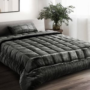 Giselle Bedding Charcoal Faux Mink Quilt Duvet Doona Single