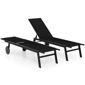 Costway 2x Patio Lounge Chair Outside Sun Lounger Adjustable Backrest