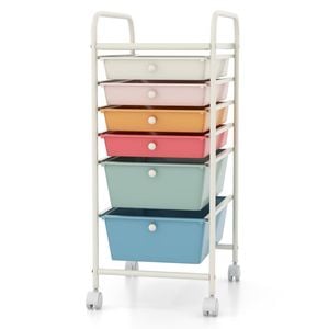 Costway 6-drawer Rolling Storage Cart Utility Trolley File Organizer