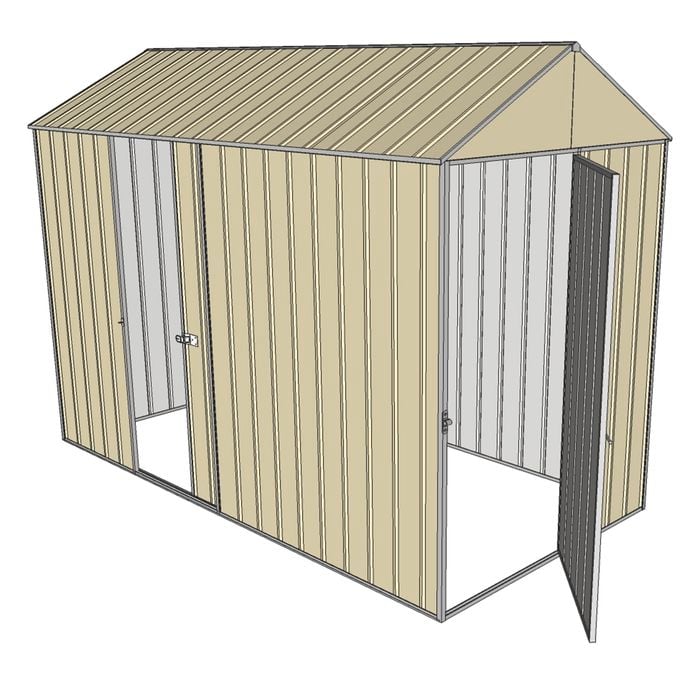 Build-a-Shed 1.5 x 3.0 x 2.3m Front Gable Dual Door Narrow Shed - Cream