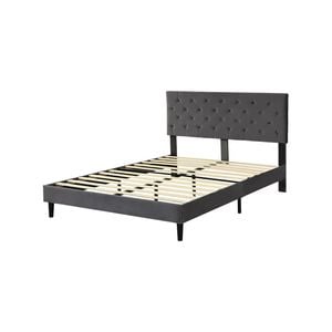 Levede Velvet Headboard Wooden Bed Frame Queen Grey