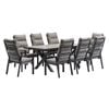 FurnitureOkay Mosman 9-Piece Ceramic Outdoor Extendable Dining Setting - Charcoal