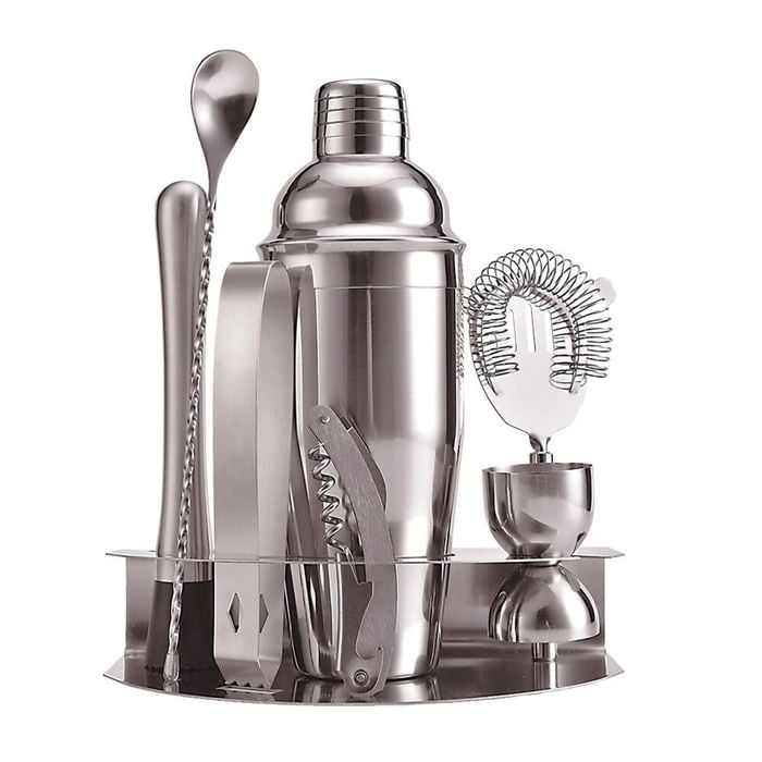 8pc Bartender Stainless Steel Cocktail Set w/ Stand - Silver