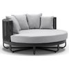 Cannes Outdoor Round Aluminium and Rope Daybed Sun Lounge Charcoal & Carbon Grey Rope/Olefin Cushions