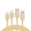 iWill 2 Pack 2m Long Braided Data Transfer Charger Charging USB Cable Cord for Apple iPhone iPad iPod Bulk Gold Nylon