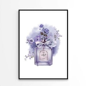Elegant Purple Flowers and Fashion Bottle Print 100% Australian Made 60x90cm (Poster)