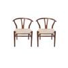 SK Designer Living | Pack of 2 | Replica Hans Wegner Wishbone Chair - Walnut & Natural