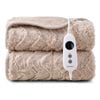 Dreamaker Felix 500gsm Faux Fur Washable Electric Heated Throw Blanket 200x180cm Natural | Overheat Protection, 9 Heat Settings