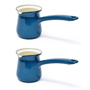 2PK Coffee Culture Enamel 300ml Turkish Coffee Pot Maker Stovetop Brewing Teal