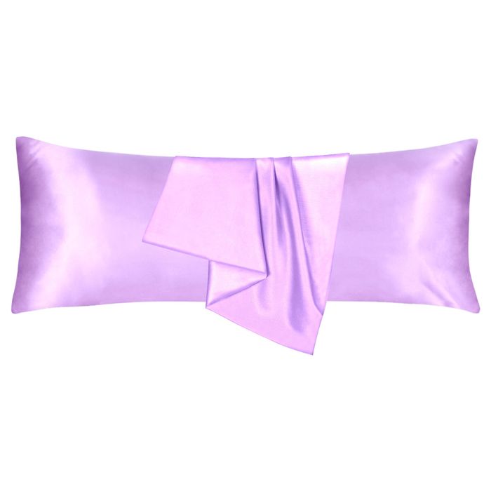 LINENOVA 2pcs Luxury Silk Satin Pillow Cases Pillowcase Cushion Covers - Body,Lavender