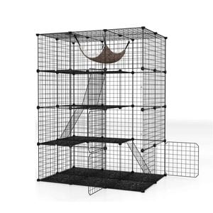 Costway 4tier Cat Condo House Cat Cage Pet Enclosure Platforms Black