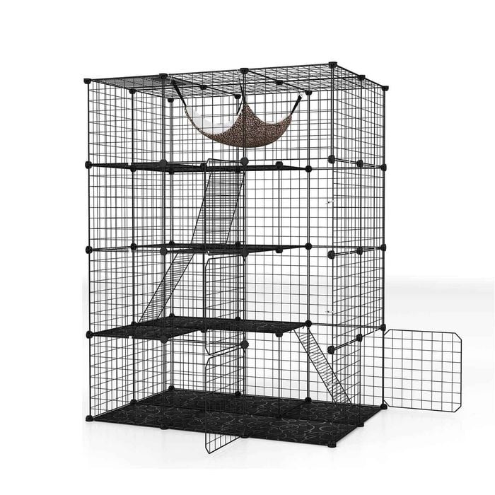 Costway 4tier Cat Condo House Cat Cage Pet Enclosure Platforms Black