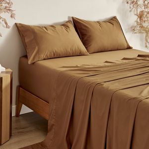 Serene 400TC Bamboo Cotton Sateen Sheet Set Rust - Queen Bed