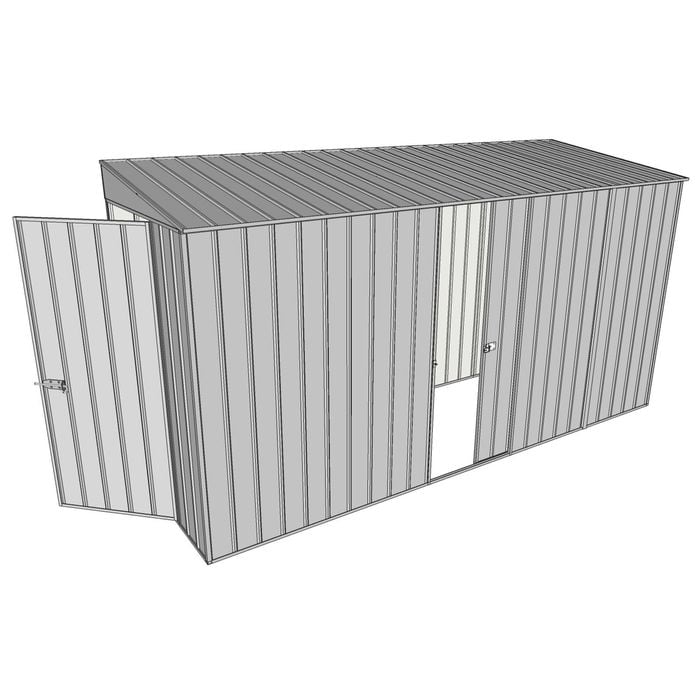 Build-A-Shed 1.2 x 3.7 x 2.0m Tunnel Shed Tunnel Hinged Door with 1 Sliding Side Door - Zinc