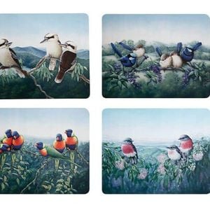 4pc Maxwell & Williams Birds Of Aus KC 10yr Anniv Cork Placemat Set 34cm Assort