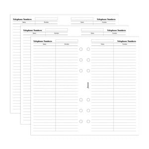 3x Filofax Pocket Notebook Refill Name/telephone Number Note Personal Organiser