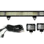 Elinz 26" LED Light Bar 3 Rows bundle 2x 18W 4 inch CREE Driving Worklight