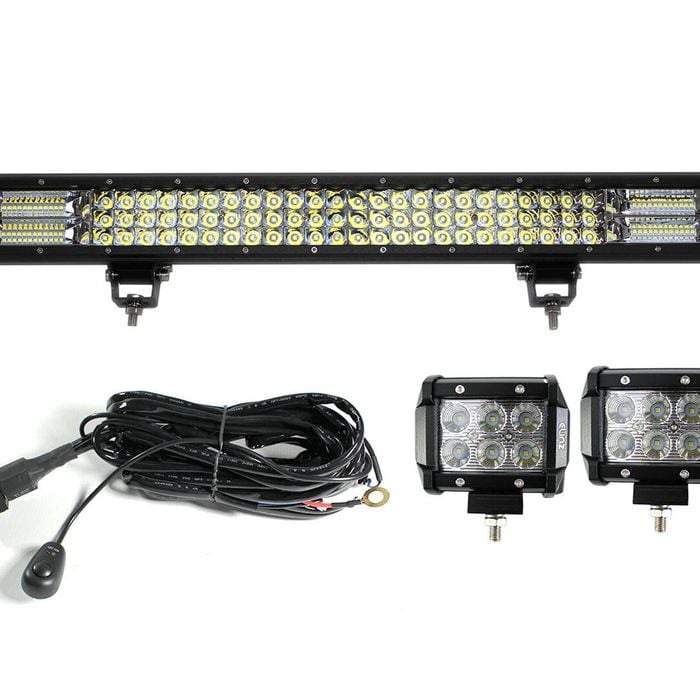 Elinz 26" LED Light Bar 3 Rows bundle 2x 18W 4 inch CREE Driving Worklight