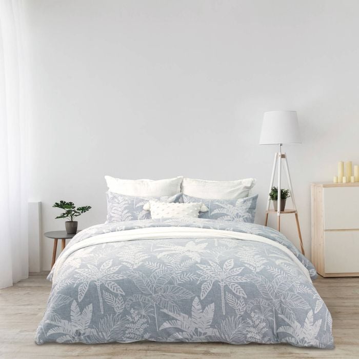 Bas Phillips Biarritz Cotton Jacquard Quilt Cover Set Queen Blue