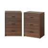 Oikiture 2x Bedside Table 3 Drawers Nightstand Bedroom Storage Side End Walnut