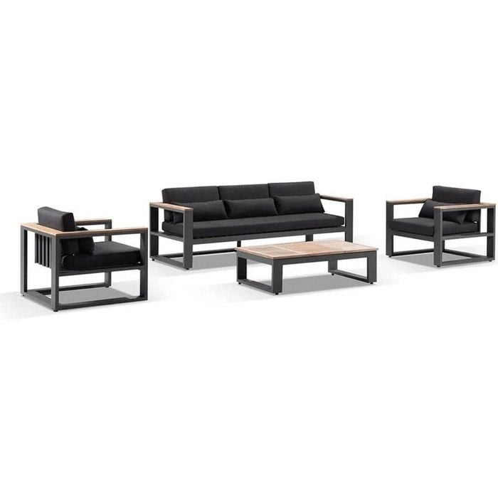 Balmoral 3+1+1 Seater Outdoor Aluminium And Teak Lounge Setting