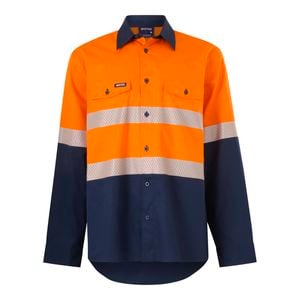 Citeco Size L Orange/Navy Long Sleeve Taped Shirt Hi Vis