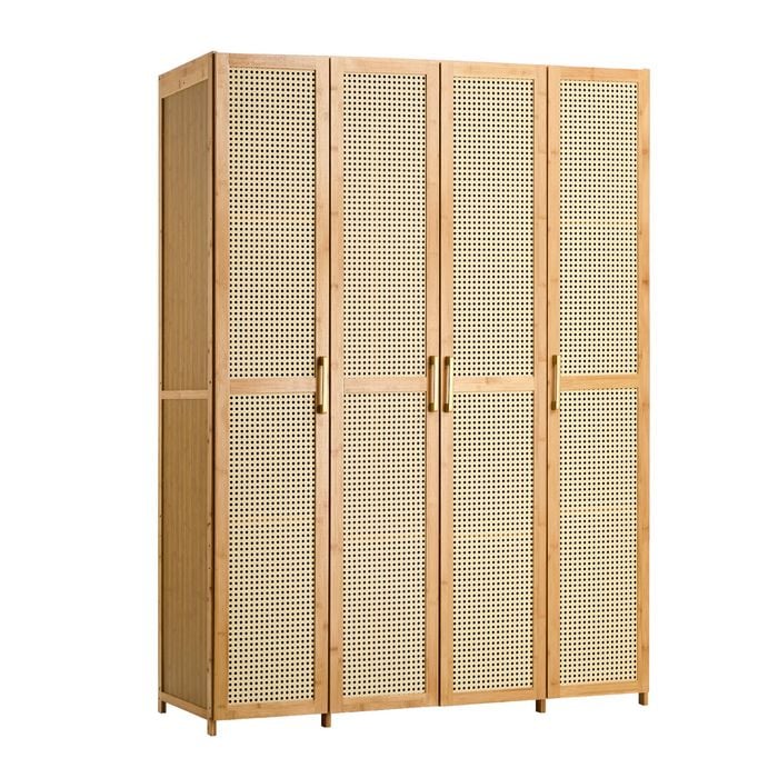 Oikiture Wardrobe Clothes Storage Cabinet Large Cupboard 4 Doors 10 Shelves