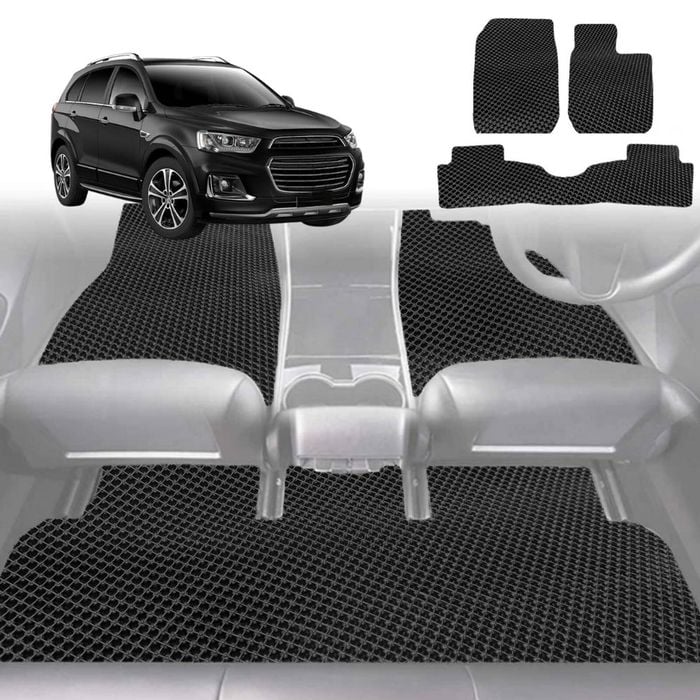 6D Diamond Car Floor Mats for Holden Captiva 7 2016-2018-Ultimate Set-Black-Outback GT