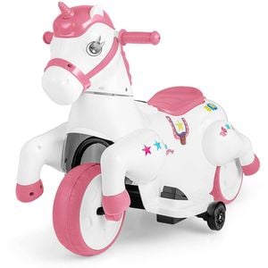Costway 12v Unicorn Ride On Motorcycle Toy Ride On Car Pony W/training Wheels