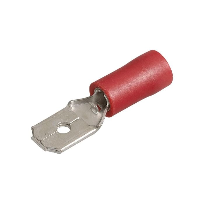 Narva 2.5-3 / 6.3 x 0.8mm 1/4" Red Double Crimped Flared Vinyl Insulated Male Blade Terminal - 14 Pack