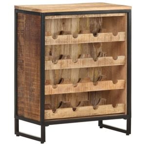 vidaXL Rough Mango Wood Wine Cabinet Wooden Dining Room Kitchen Rack Furniture
