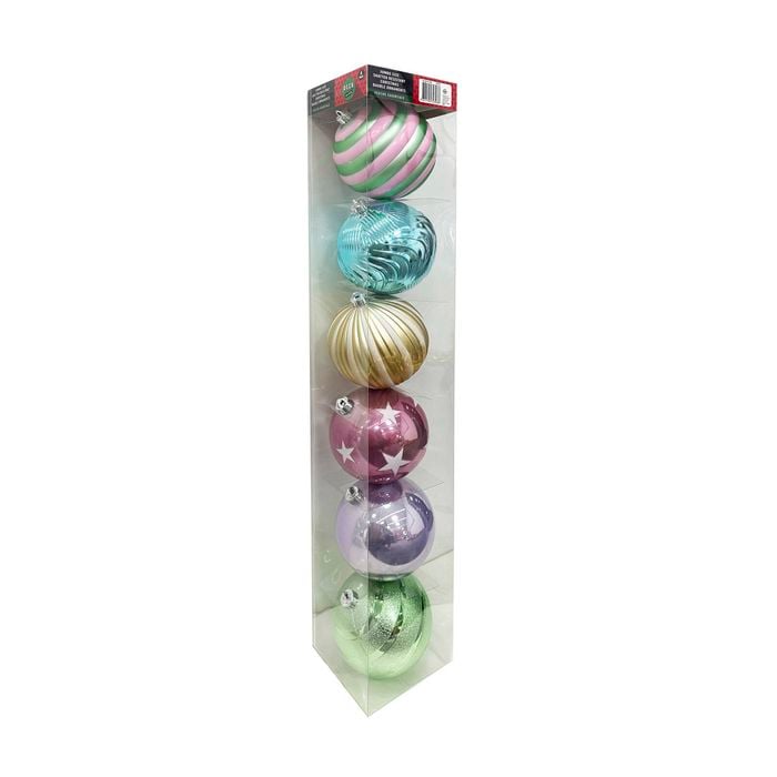 Deck The Halls Jumbo Bauble Ornament - 6 Pack
