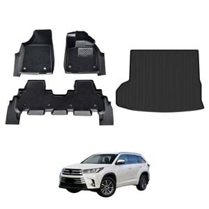 AUSGO Double-Layer Floor Mats & Boot Liner Set for Toyota Kluger 2013-2020 Car Floor Liners Cargo Mat