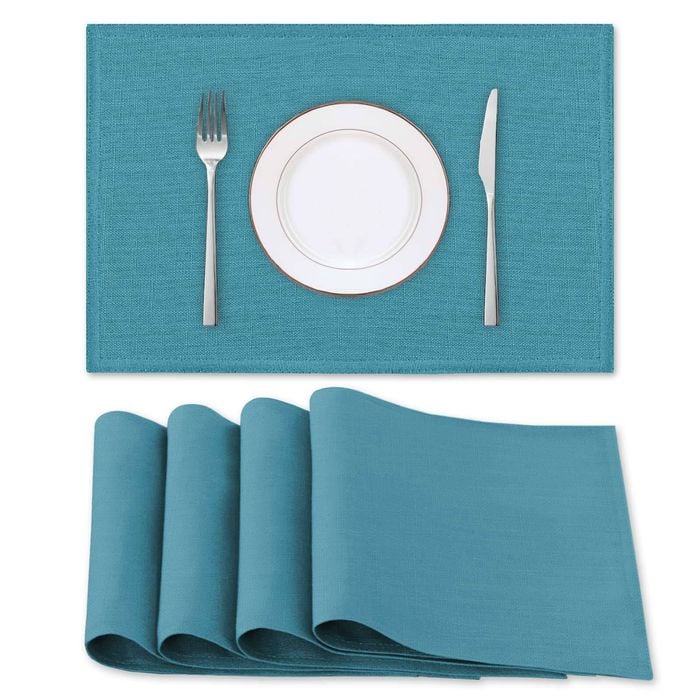 Smarcute Rectangular Waterproof Placemats For Kitchen Dining Table, Set Of 4, Dark Teal, 45x30cm