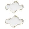 2PK LVD Resin Vintage Moroccan Trinket Tray Display Dish 23.5x15.5cm White