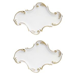2PK LVD Resin Vintage Moroccan Trinket Tray Display Dish 23.5x15.5cm White