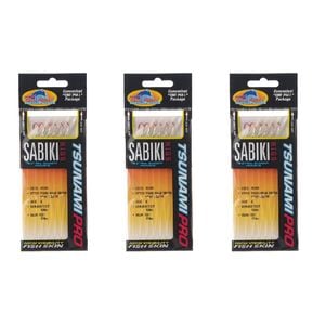 3x Tsunami 6 Red Hook Sabiki Rig - TS68G Hage Green Head Flash and Beads Size 8