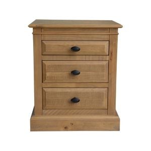 Jade Bedside Tables 3 Drawers Storage Cabinet End Nightstand Table - Natural