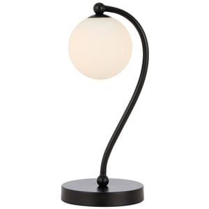 Telbix Felton Modern Table Desk Lamp Light Glass Metal Black Opal Matt Matte