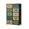 Oikiture 10 Chest Of Drawers Fabric Storage Cabinet Tower Tallboy Retro Dresser