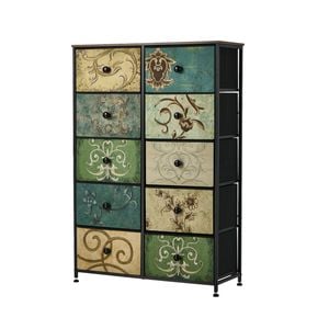 Oikiture 10 Chest Of Drawers Fabric Storage Cabinet Tower Tallboy Retro Dresser