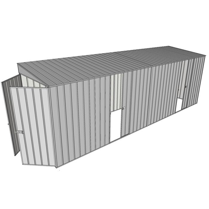 Build-a-Shed 1.5 x 6 x 2m Dual Sliding Side Door Skillion Shed - Zinc