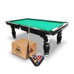 A Man & His Cave Classic 8ft Slate Pool/Billiards Table Black/Green Felt